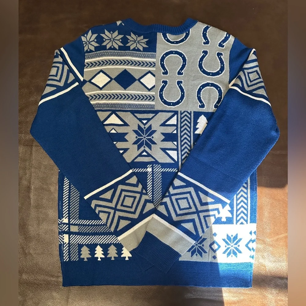 Klew NFL Men's Indianapolis Colts Patches Ugly Sweater. Size M - Picture 7 of 7